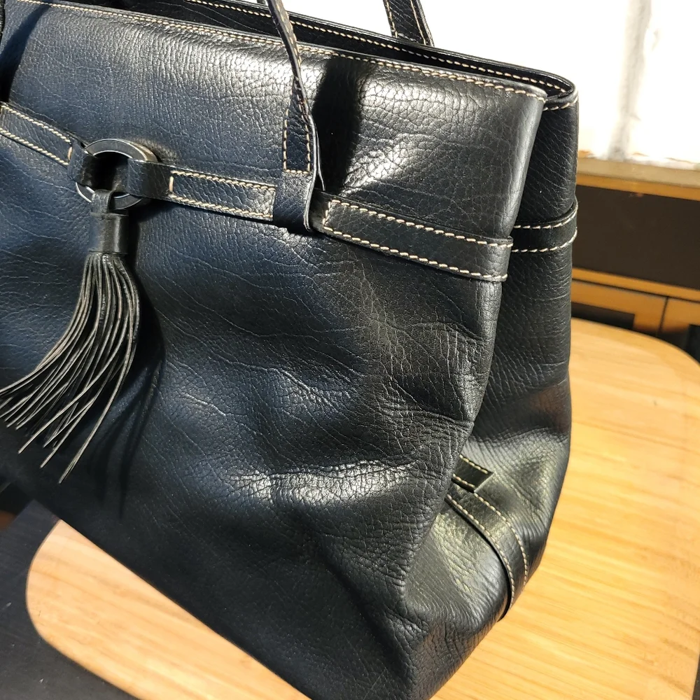 Oscar de la Renta Tassel Front Leather Bag - Picture 2 of 14